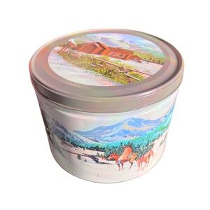 Vintage Western Winter Scene Popcorn Tin